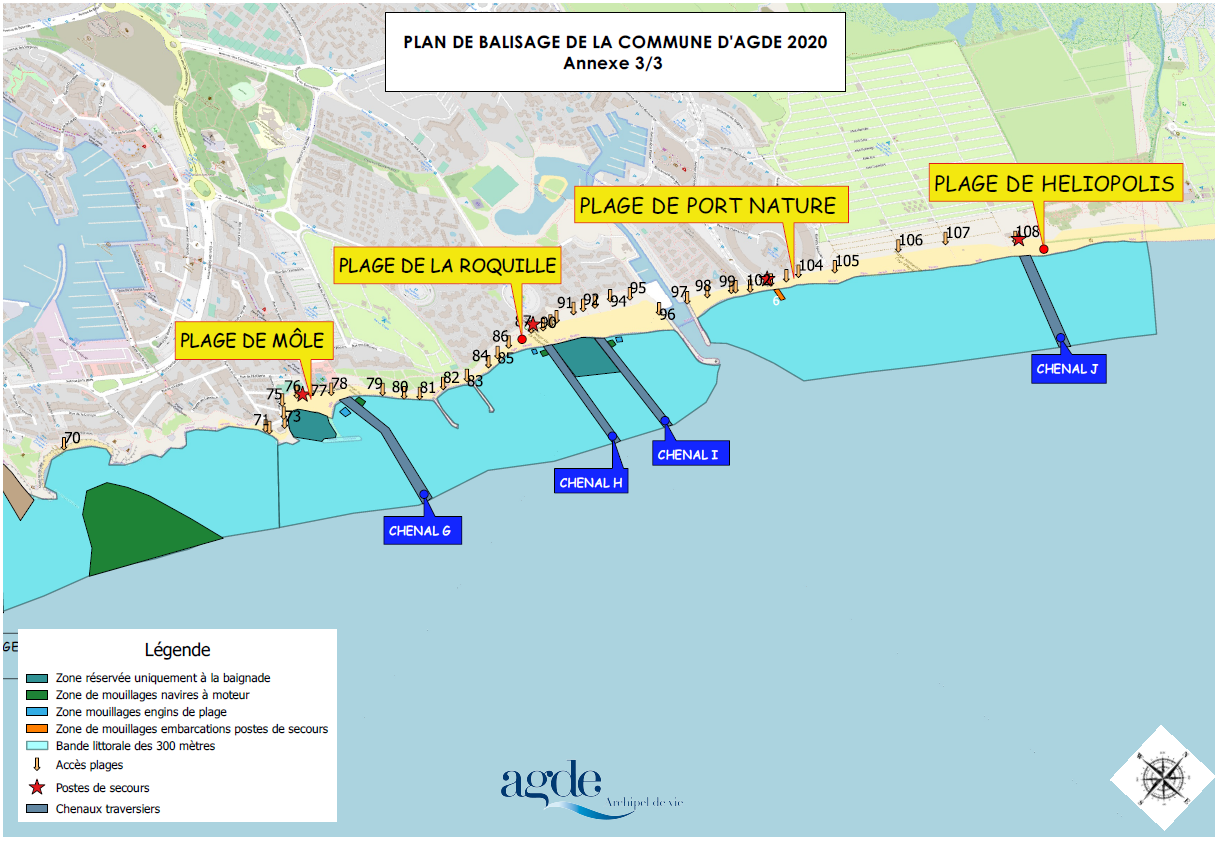 Plan de balisage des 300m d'Agde 1/3