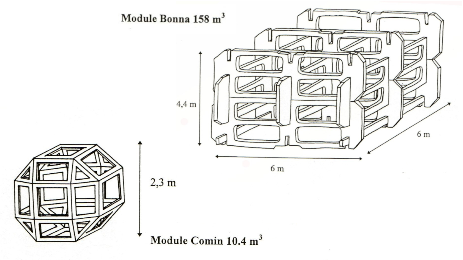 Dessins des récifs de production "Bonna" et "Comin"